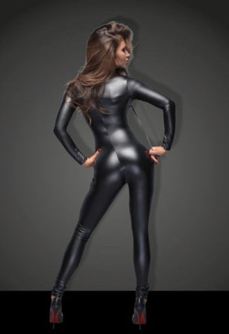Power Wetlook Overall With Leash And 2 Way Zipper - Her Fetish