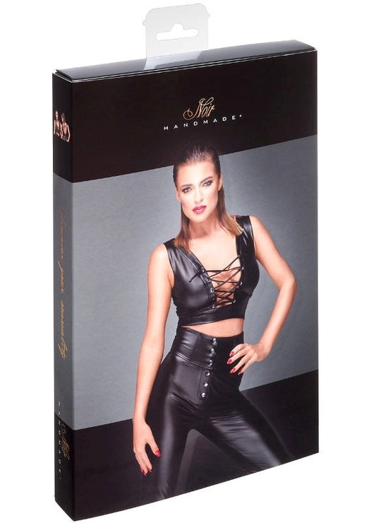 Powerwetlook Top with Lacing and Adjustable Straps - Her Fetish