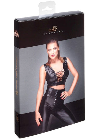 Powerwetlook Top with Lacing and Adjustable Straps - Her Fetish