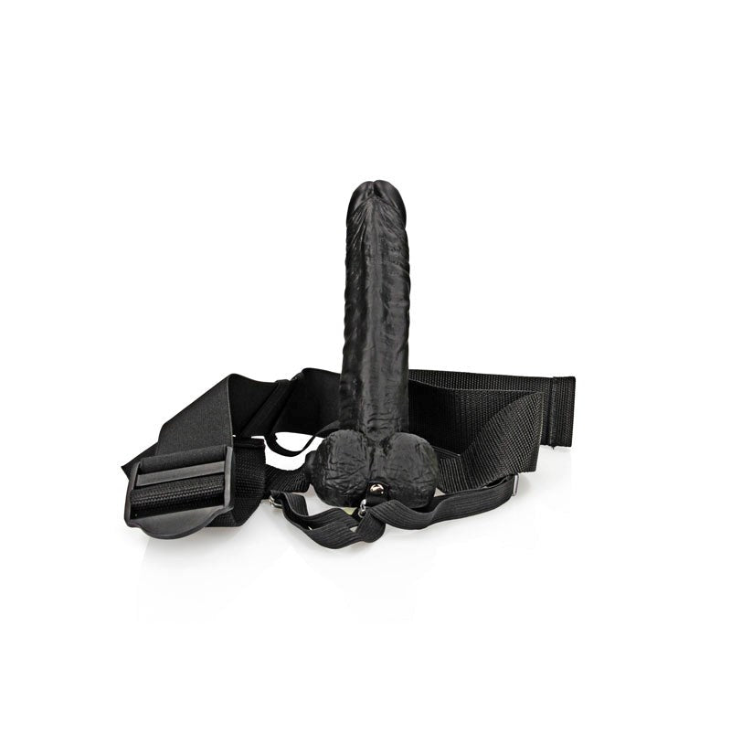 REALROCK Hollow Strap-on with Balls Black - Realistic Dildos
