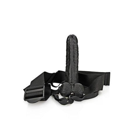 REALROCK Hollow Strap-on with Balls Black - Realistic Dildos