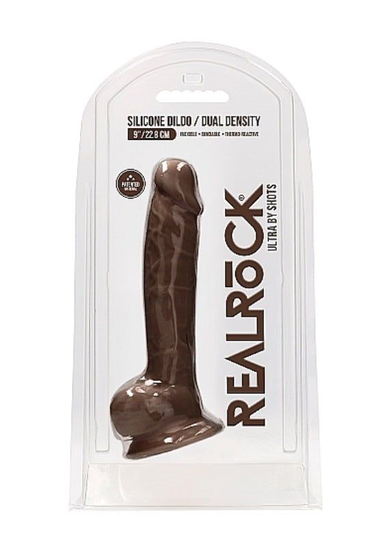 Realrock Ultra Silicone Dildo with Balls Brown - - Realistic Dildos