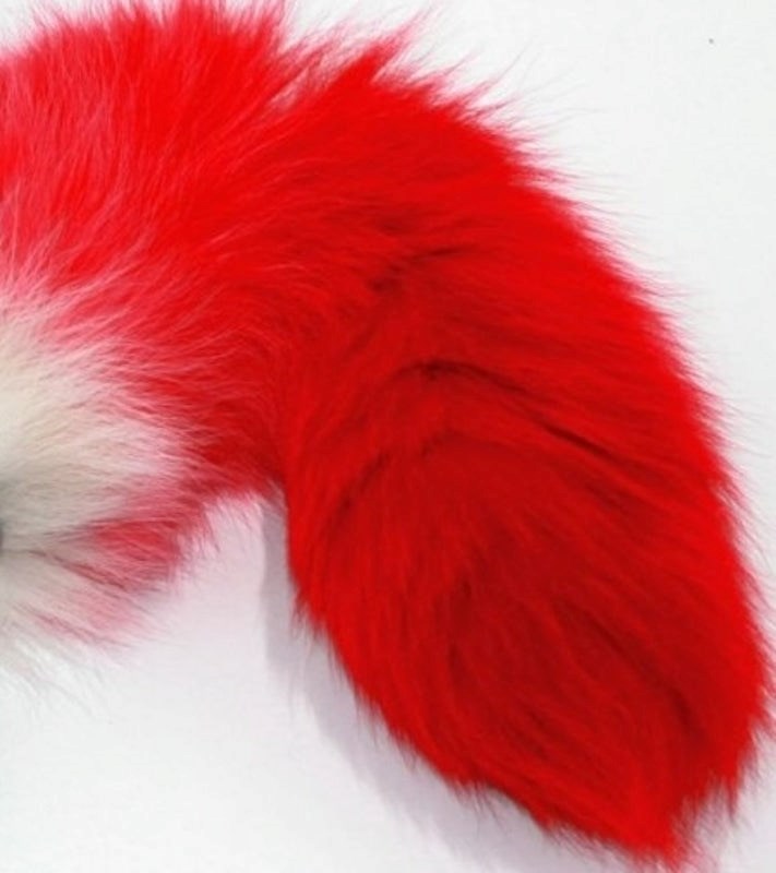 Red Faux Fox Tail Silver Butt Plug - - Steel Sex Toys