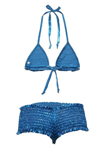 Ruffle Bikini Top And Smocked Booty Shorts - Bras and Bra Sets