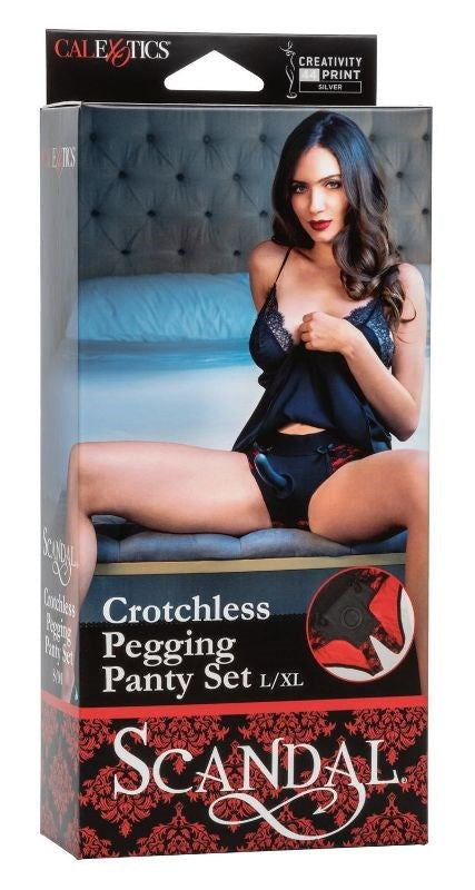 Scandal Crotchless Pegging Panty Set - - Strap On Sextoys