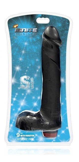 SI Ignite Vibrating Cock with Balls Black - - Realistic Dildos