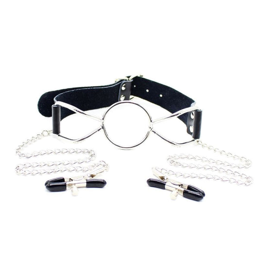 Spider Mouth Gags With Nipple Clamps - Breast and Nipple Toys