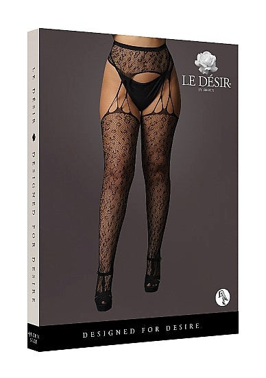 Suspender Leopard Pantyhose - Black - - Hosiery