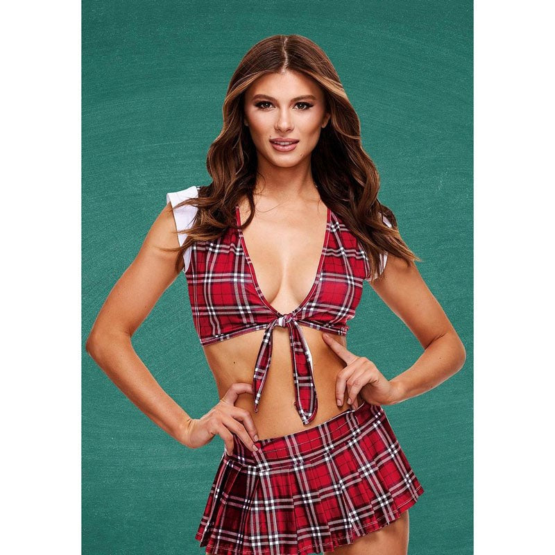 TEACHERS PET Schoolgirl Crop Top & Skirt - - Fancy Dress Ups