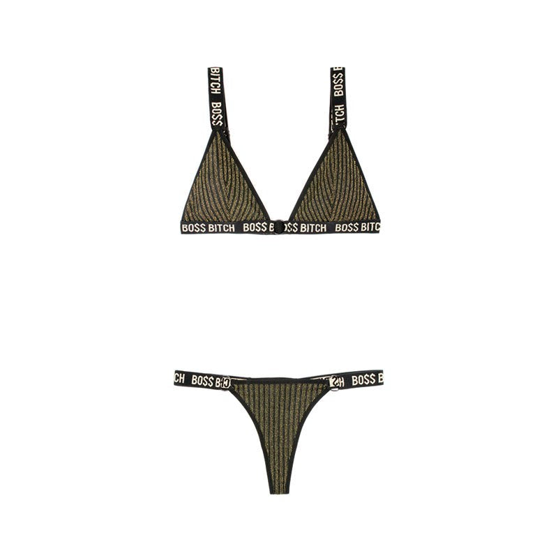 VIBES BOSS BITCH Bralette & Thong Panty - - Bras and Bra Sets