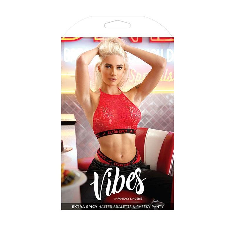 VIBES EXTRA SPICY Halter Bralette & Panty - - Bras and Bra Sets