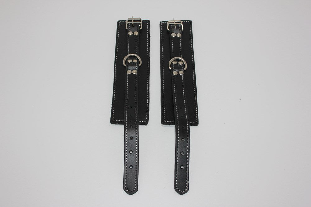 Abbey Leather Buckle Black Wrist Restraints - - Collars And Cuffs