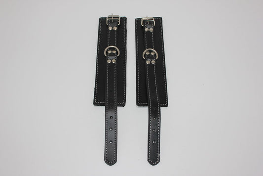 Abbey Leather Buckle Black Wrist Restraints - Cuffs and Restraints