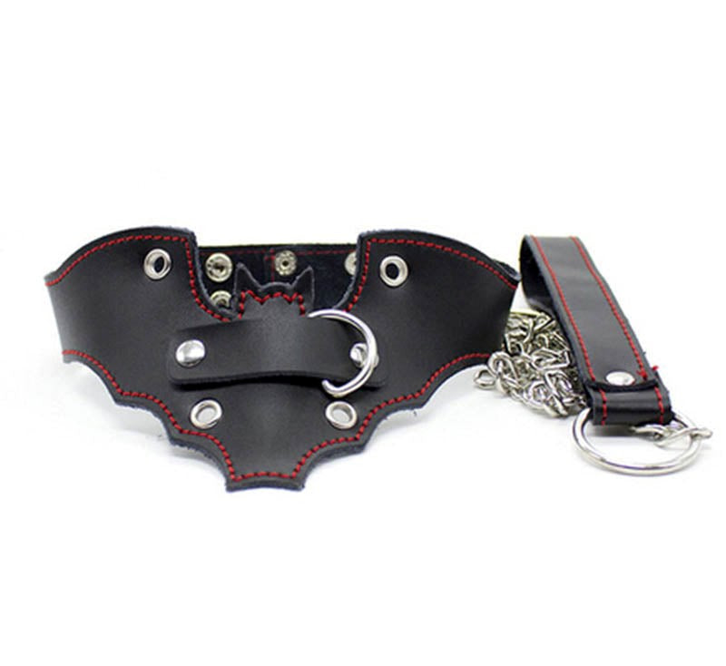 Batman Fetish Collar with Lead - - Collars And Cuffs