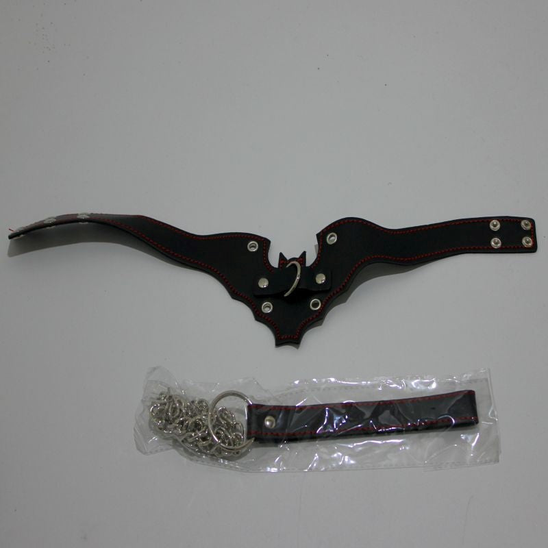 Batman Fetish Collar with Lead - - Collars And Cuffs