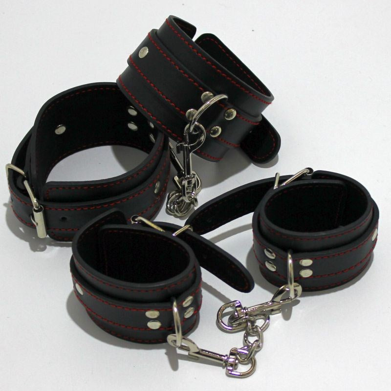 BDStyle Black Bondage Wrist and Ankle Restraints - - Collars And Cuffs