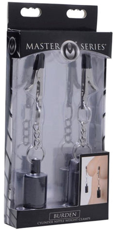 XR Brands Burden Cylinder - Heavy-Duty Nipple Clamps for Thrilling Sensation Play - Nipple and Clit Clamps