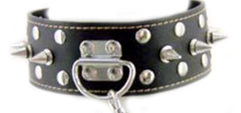 Evil Angel Spiked Neck BDSM Collar & Lead Heavy - - Collars And Cuffs