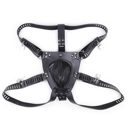 Faux Leather Male Chastity Pants - His Fetish
