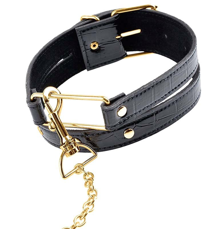 Fetish Fantasy Gold Bondage Collar and Leash - - Collars And Cuffs