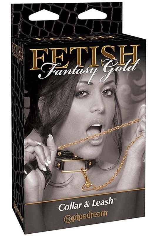 Fetish Fantasy Gold Bondage Collar and Leash - - Collars And Cuffs