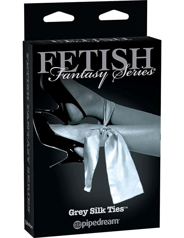 Fetish Fantasy Limited Edition Grey Silk Ties - - Collars And Cuffs