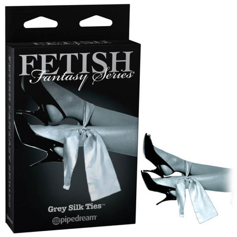 Pipedream Fetish Fantasy Limited Edition Grey Silk Ties - Collars and Leads