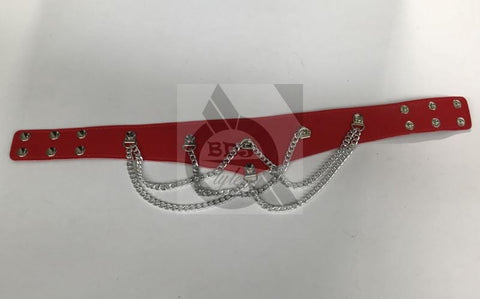 Ladies Fetish Collar With Chains Heavy Red - Fancy Dress Ups