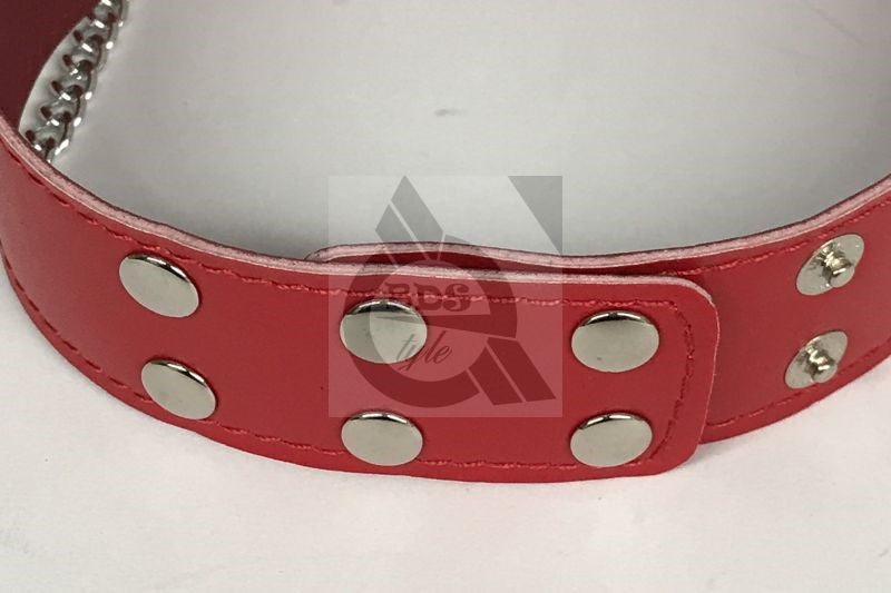 Ladies Fetish Collar With Chains Light Red - - Collars And Cuffs