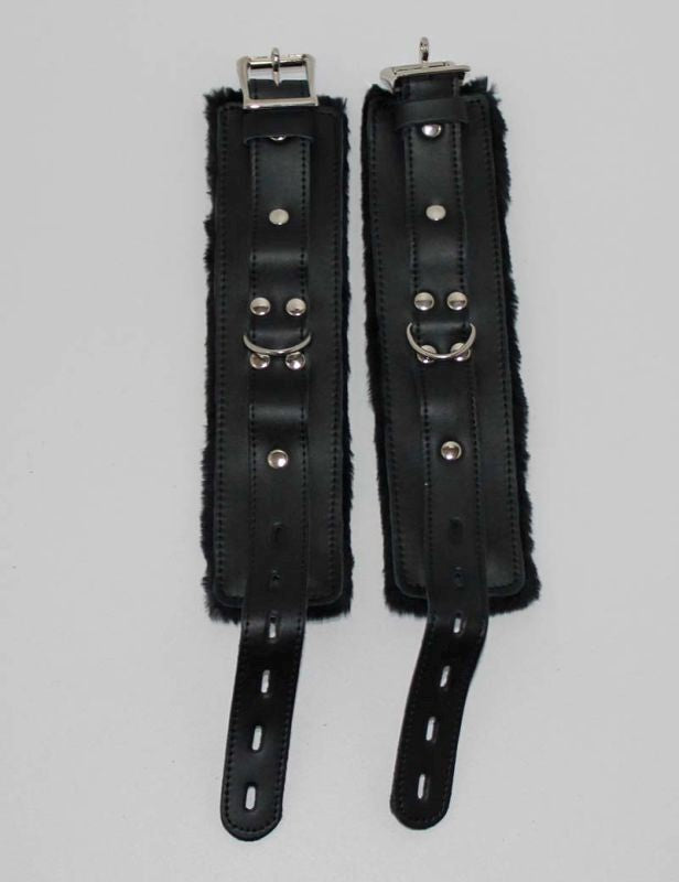 LeatherBeaten Fur Bondage Wrist Restraints - - Collars And Cuffs