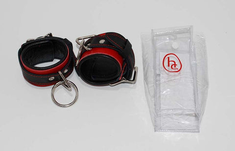 Netherworld Restraints Wrist Cuffs Black and Red Leather - Cuffs and Restraints