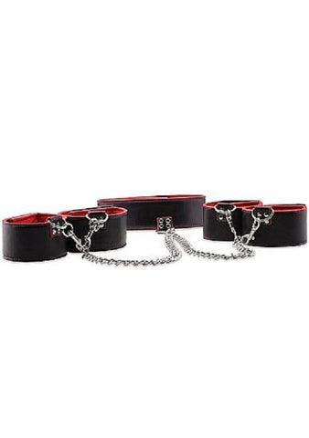 Ouch Reversible Collar / Wrist / Ankle Cuffs Red - Cuffs and Restraints