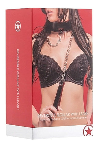 Ouch Reversible Collar with Leash Red - Collars and Leads