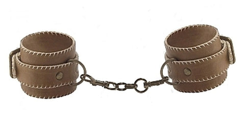 Premium Bonded Leather Cuffs for Hands - Brown - Cuffs and Restraints