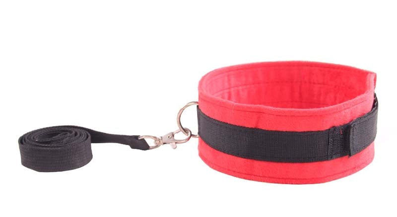 Red and Black Bondage Collar & Lead - - Collars And Cuffs