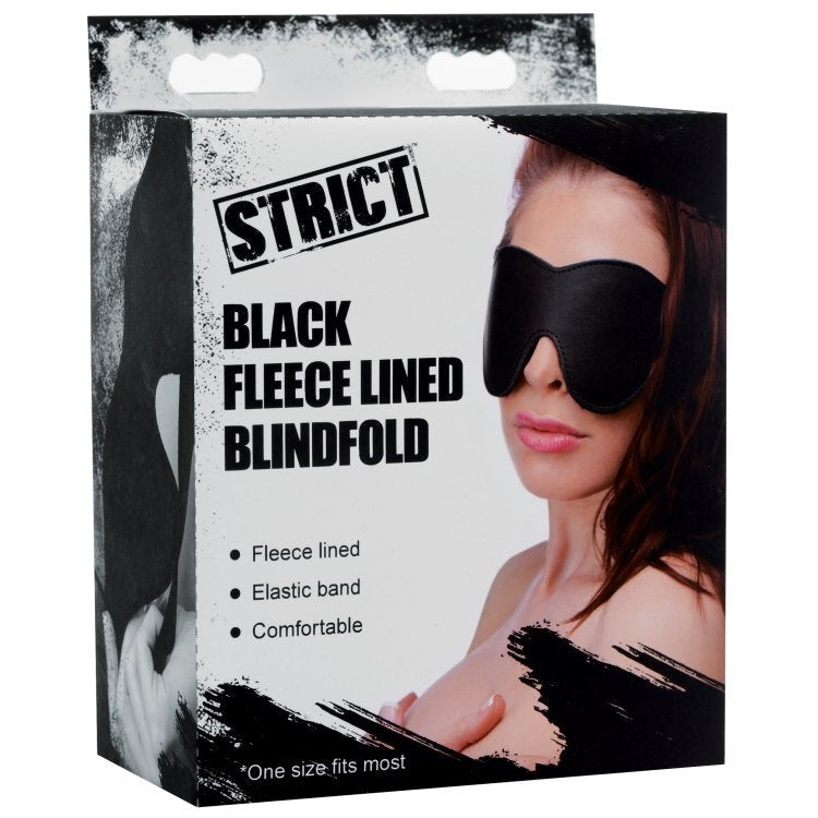 Strict Black Fleece Lined Blindfold Black - - Masks And Blindfolds