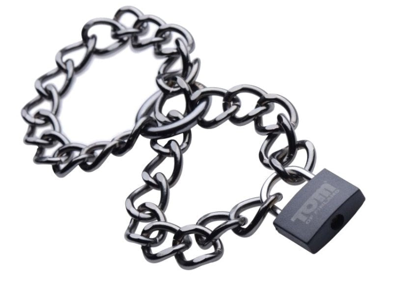 Tom of Finland Locking Chain Cuffs - - Collars And Cuffs