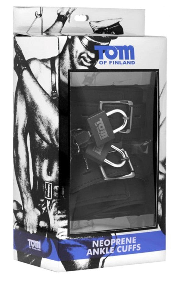 Tom of Finland Neoprene Ankle Cuffs with Lock - - Collars And Cuffs