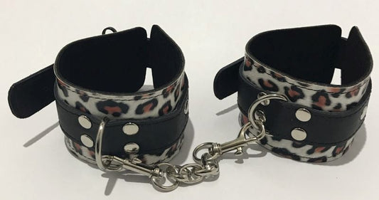 Hell's Couture Wild Leopard Print Wrist Cuffs - Unleash Your Inner Feline - Cuffs and Restraints