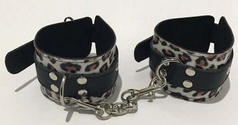 Hell's Couture Wild Leopard Print Wrist Cuffs - Unleash Your Inner Feline - Cuffs and Restraints