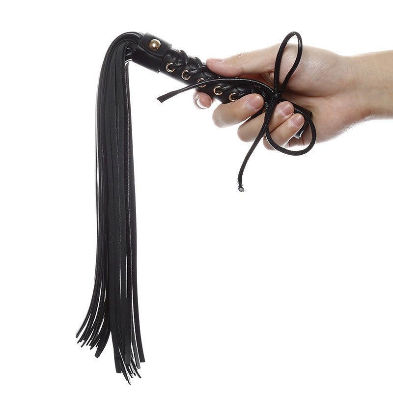 Unholy Whip With Bow Handle Leather Flogger - - Whips And Crops