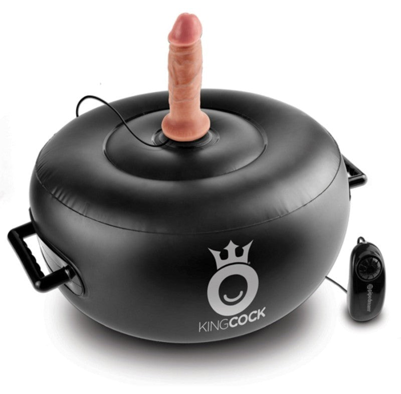 King Cock Vibrating Inflatable Hot Seat Black - - Sex Machines