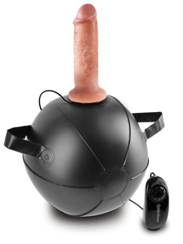 King Cock Vibrating Mini Sex Ball with 6 Inch Dildo Flesh - Sex Machines