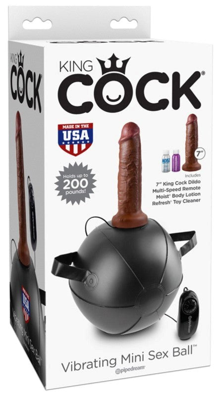 King Cock Vibrating Mini Sex Ball with 7 Inch Dong Brown - Sex Machines