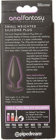 Anal Fantasy Elite Small Weighted Silicone Anal Plug - Butt Plugs