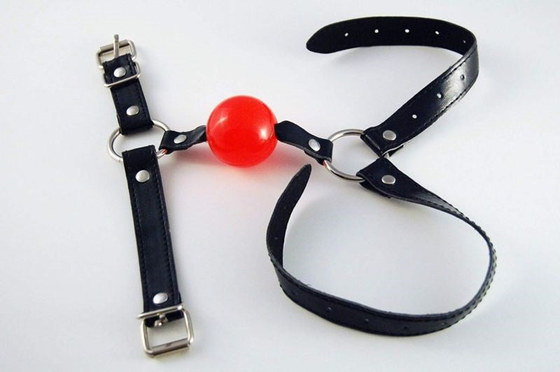 BDSM Ball Gag with Chin Strap Thin - - Bondage Gags and Bits