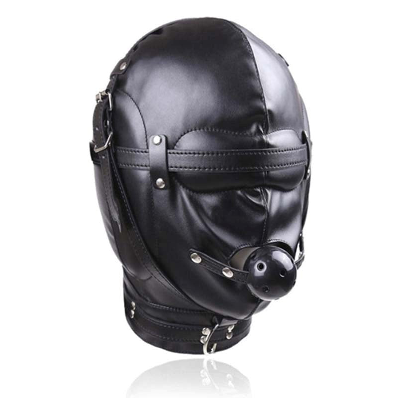 BDSM Hood With Removable Ball Gag - - Bondage Gags and Bits