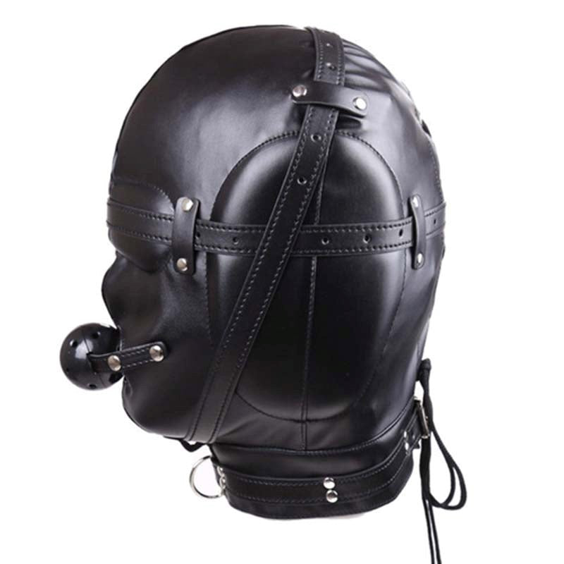 BDSM Hood With Removable Ball Gag - - Bondage Gags and Bits