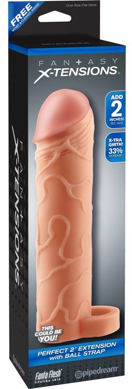 Fantasy X-Tensions Perfect Extension With Ball Strap Flesh - Penis Sleeves and Extenders