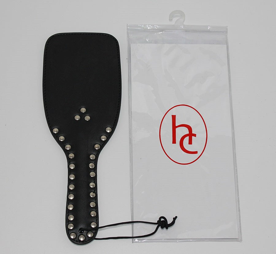 Fetlife Wide Ping-Pong Studded Leather Paddle - - Paddles And Slappers